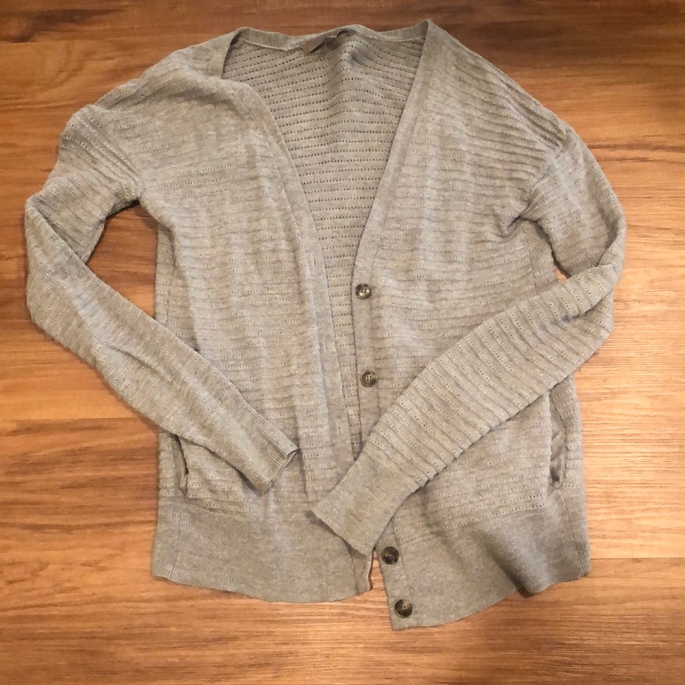 Halston Heritage gray wool cardigan